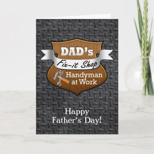 Funny Dads Fix_it Shop Handy Man Fathers Day Card