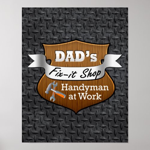 Funny Dads Fix_it Shop Handy Man Fathers Day Poster
