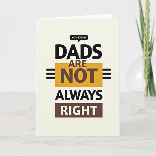 Funny Dads Typography Art Card (Front)