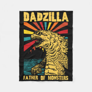 Funny Dadzilla Father Of The Monsters Vintage Fath Fleece Blanket