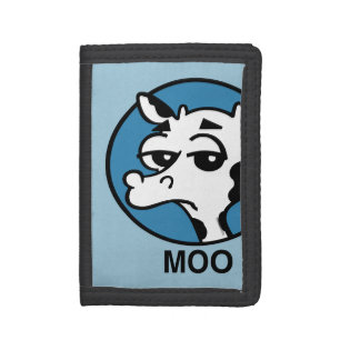 FUNNY DAIRY COW GRAPHIC BLACK TRIM TRI-FOLD WALLET