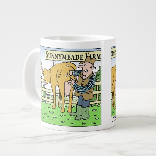 Funny Dairy Farmer on Cattle Farm Open Day Giant Coffee Mug