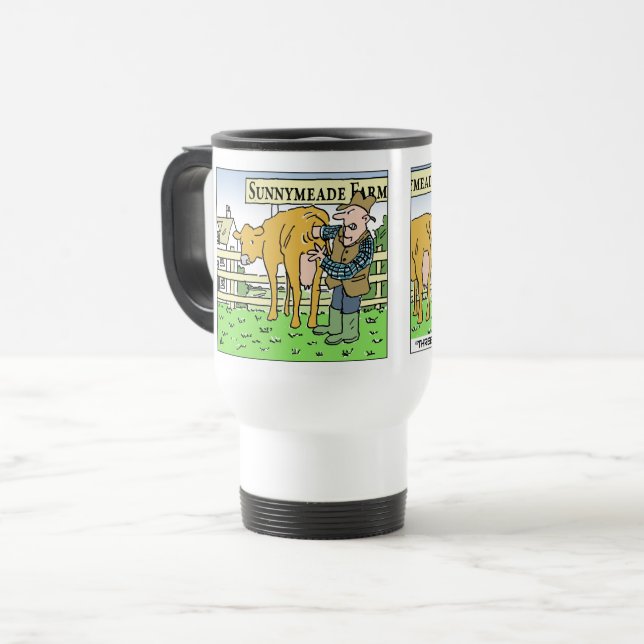 Funny Dairy Farmer on Farm Open Day Travel Mug (Front Left)