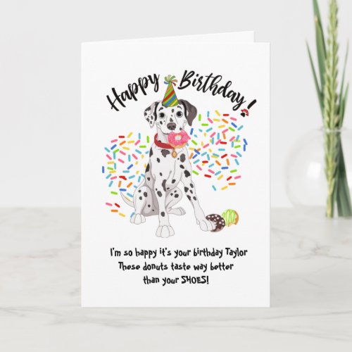 Funny Dalmatian Birthday Card Donuts
