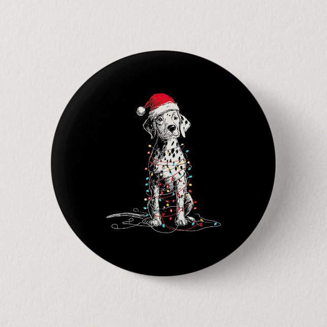 Funny Dalmatian Christmas Graphics Dog Lights Love Button (Front)