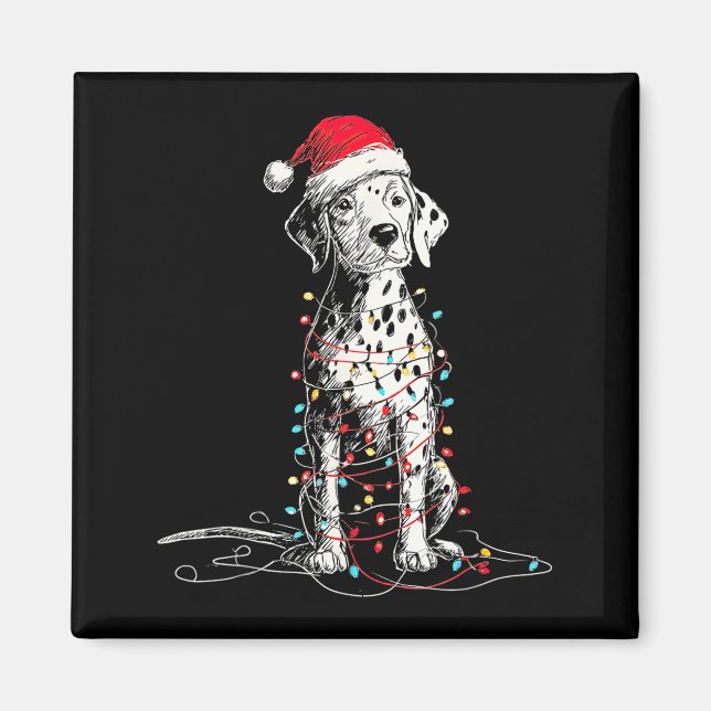 Funny Dalmatian Christmas Graphics Dog Lights Love Magnet (Front)