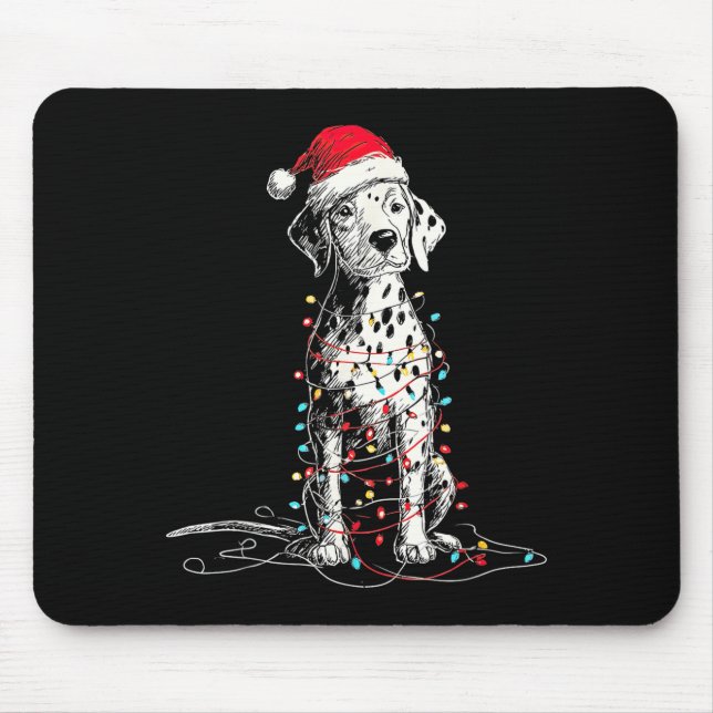 Funny Dalmatian Christmas Graphics Dog Lights Love Mouse Pad (Front)