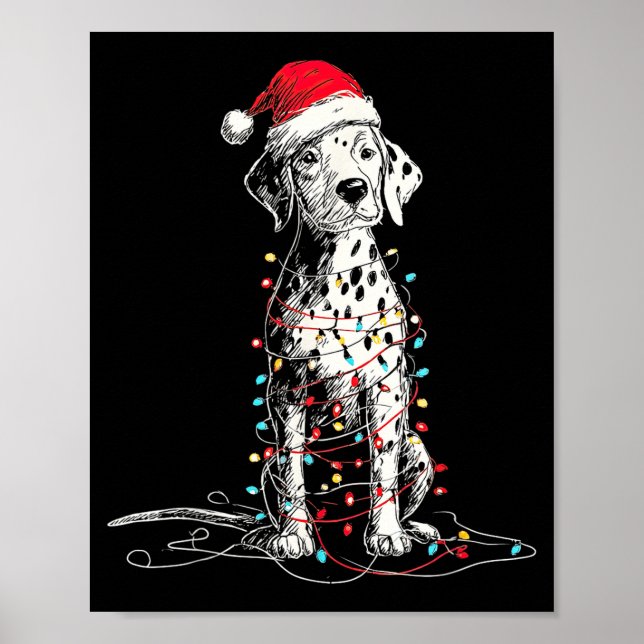 Funny Dalmatian Christmas Graphics Dog Lights Love Poster (Front)