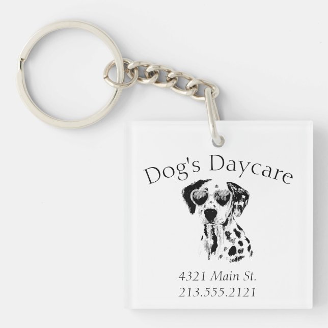 Funny Dalmatian Dog Business  Keychain (Front)