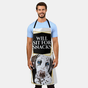 Funny Dalmatian dog sit for snacks watercolor art Apron