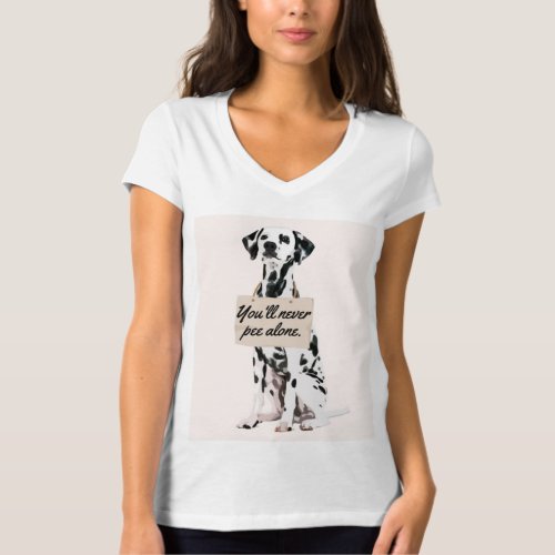 Funny Dalmatian dog with a sign  Woman T_Shirt