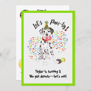 Funny Dalmatian Donut Birthday Party Invite