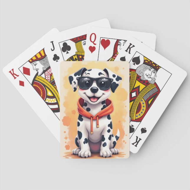 Funny Dalmatian Kawaii Dog Poker Cards (Back)