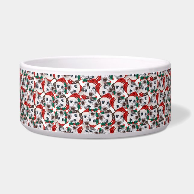 Funny Dalmatian Name Christmas Pattern Bowl (Left)