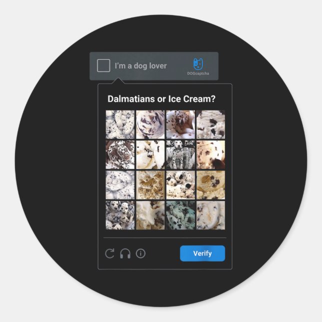 Funny Dalmatian Or Ice Cream Meme Dog Mom Dog Dad  Classic Round Sticker (Front)