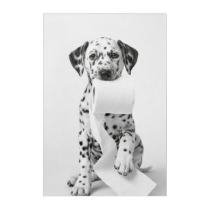 Funny Dalmatian Puppy Holding Toilet Paper Minimal Acrylic Print