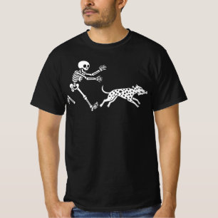 Funny Dalmatian Running Skeleton Halloween   Bone  T-Shirt
