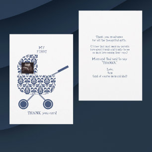 Funny Damask Baby Shower Thank you Invitation