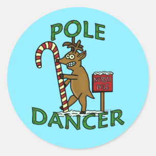 Funny Dancer Christmas Reindeer Pun Classic Round Sticker