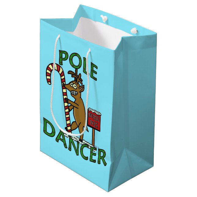 Funny Dancer Christmas Reindeer Pun Medium Gift Bag (Front Angled)