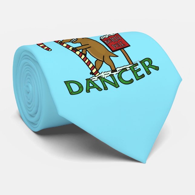 Funny Dancer Christmas Reindeer Pun Neck Tie (Rolled)