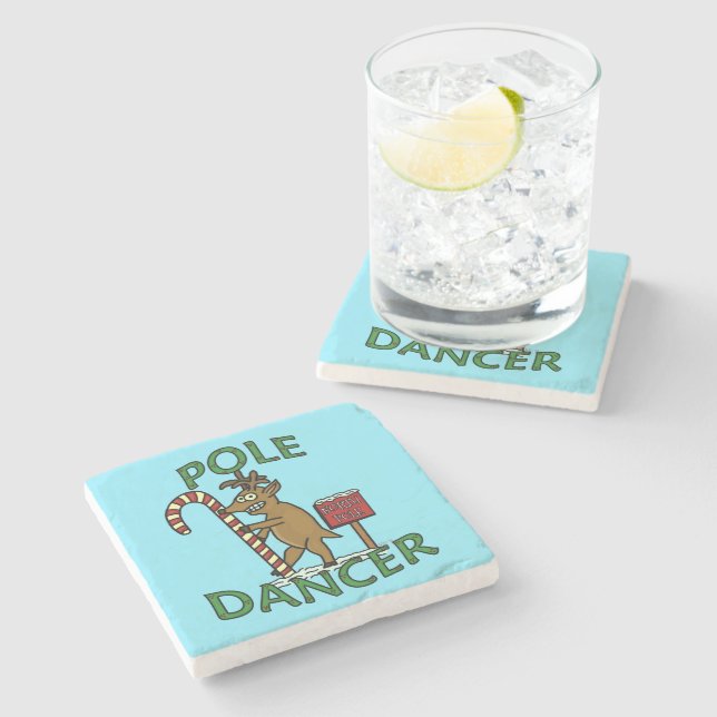 Funny Dancer Christmas Reindeer Pun Stone Coaster (Side)