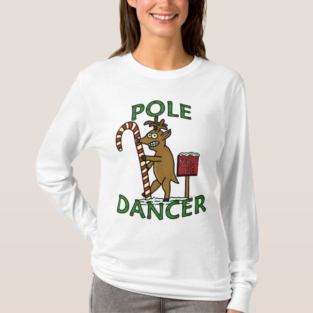 Funny Dancer Christmas Reindeer Pun T-Shirt (Front)