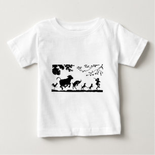 Funny Dancing Animals Cow Chicken Goat Silhouette Baby T-Shirt