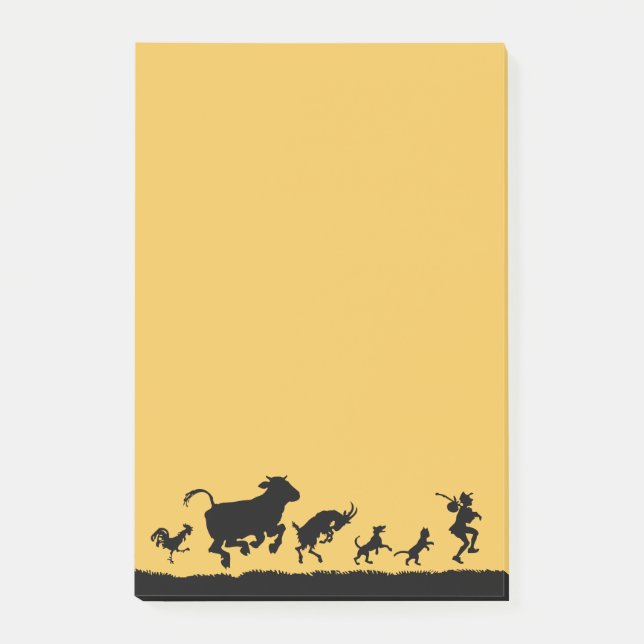 Funny Dancing Animals Cow Chicken Goat Silhouette Post-it Notes (Front)