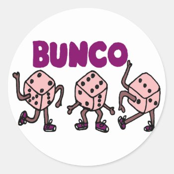 Funny Dancing Bunco Dice Classic Round Sticker by patcallum at Zazzle