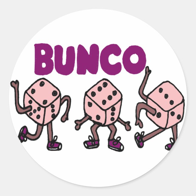 Funny Dancing Bunco Dice Classic Round Sticker (Front)