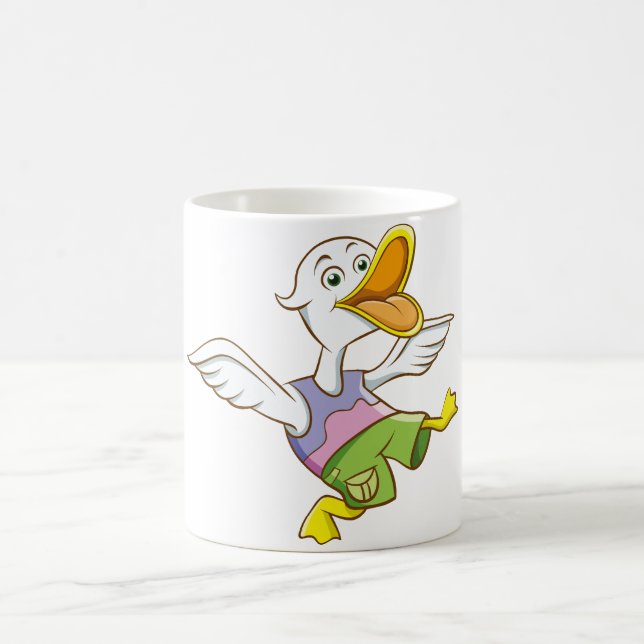 Funny Dancing Cartoon Duck Whimsical Bird Lover Co Coffee Mug (Center)
