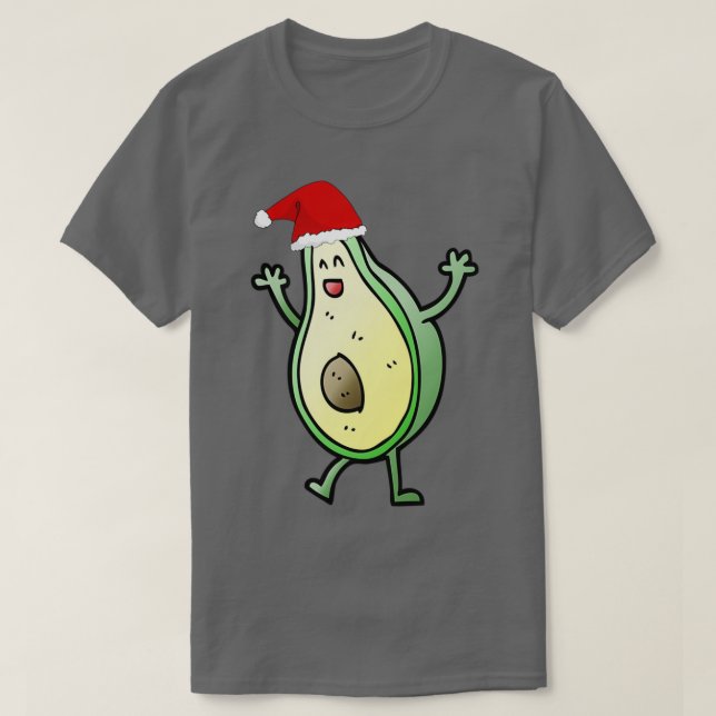 Funny Dancing Christmas Avocado T-Shirt (Design Front)