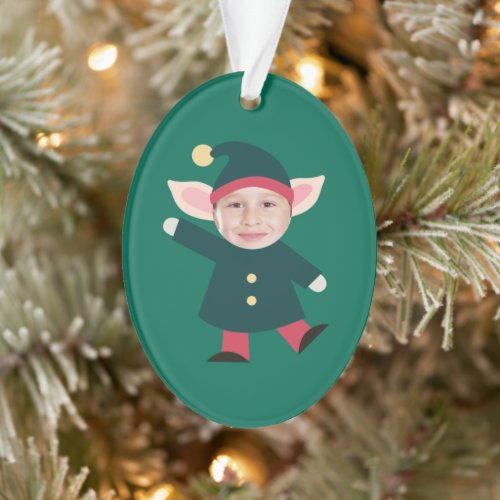 Funny Dancing Elf Photo Holiday Ornament