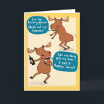 Funny Dancing Moose Birthday Card<br><div class="desc">Here's a funny birthday card featuring a dancing moose who might have had a little too much wine. But what a dancer! 

Thanks for choosing this original design by © Chuck Ingwersen and supporting me — an independent artist! I post cartoons every day on Instagram: https://www.instagram.com/captainscratchy</div>