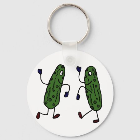 Funny Dancing Pickles Art Keychain