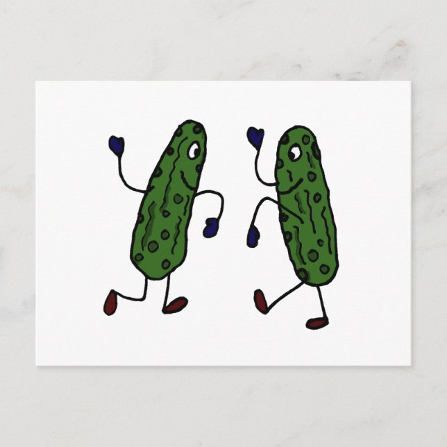 Funny Dancing Pickles Art Postcard (Front)