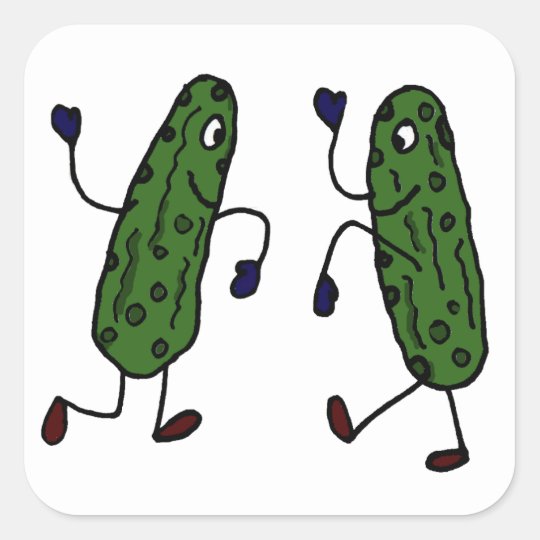 Funny Dancing Pickles Art Square Sticker