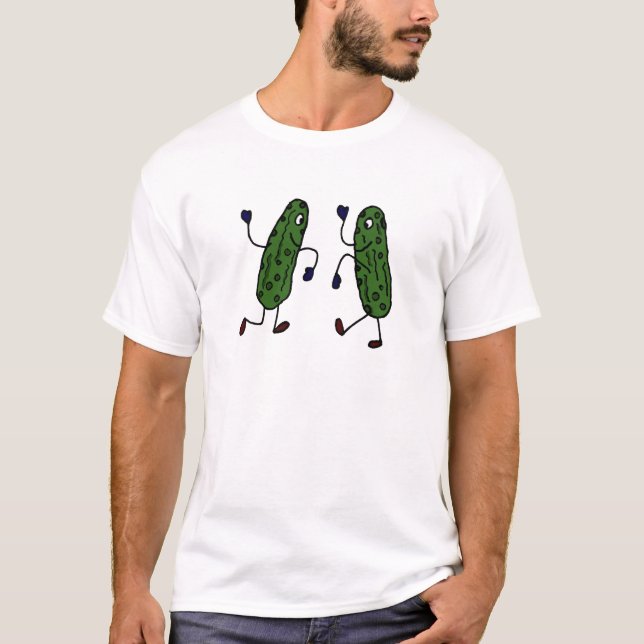 Funny Dancing Pickles Art T-Shirt (Front)