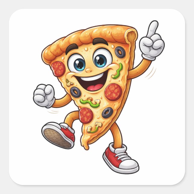 Funny Dancing Pizza Slice Cartoon Sticker (Front)