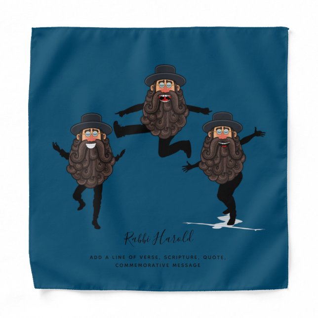 FUNNY Dancing RABBI Personalized with Text Bandana (Front)