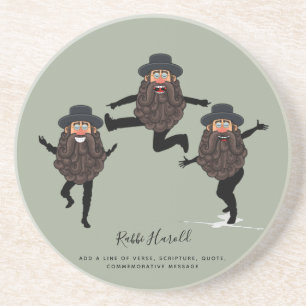 FUNNY Dancing RABBI Personalized with Text Coaster