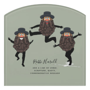 FUNNY Dancing RABBI Personalized with Text Door Sign