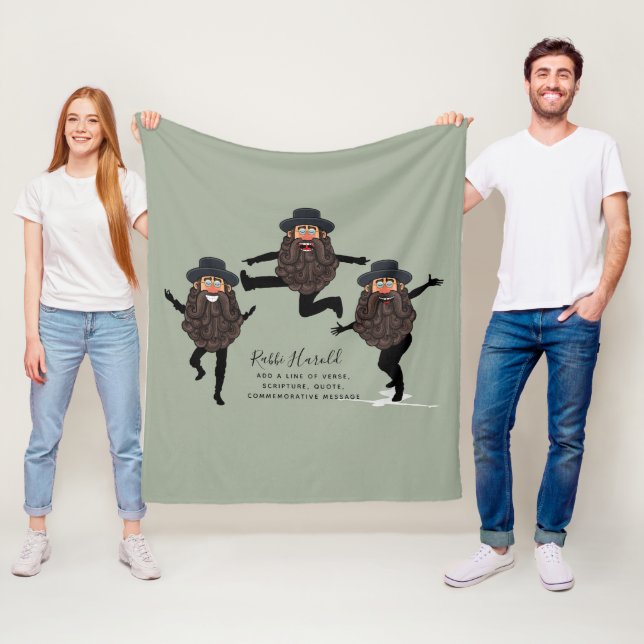 FUNNY Dancing RABBI Personalized with Text Fleece Blanket (In Situ)