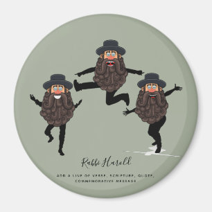 FUNNY Dancing RABBI Personalized with Text Magnet