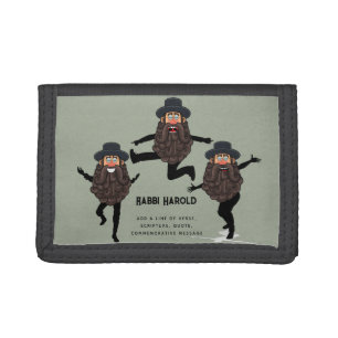 FUNNY Dancing RABBI Personalized with Text Tri-fold Wallet