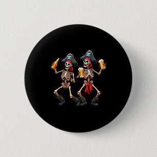 Funny Dancing Rate Skeletons Beer Drinking Hallowe Button