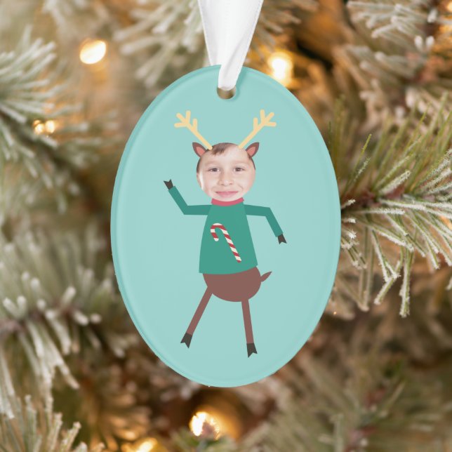 Funny Dancing Reindeer Photo Holiday Ornament (Tree)