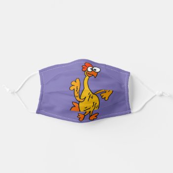 Funny Dancing Rubber Chicken Cartoon Adult Cloth Face Mask by inspirationrocks at Zazzle