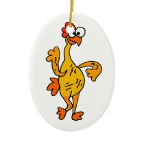 Funny Dancing Rubber Chicken Ceramic Ornament